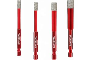 BAYERTAL® Fliesenbohrer Set 4tlg. 5, 6, 8, 10 mm Sechskant E6.3 Premium – Diamantbohrer für harte Fliesen und Feinsteinzeug - Exklusive Premium Industrie Qualität für professionelle Ergebnisse!