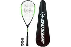 RACKETWORLD Dunlop Hypermax - Raqueta de squash con funda protectora y 3 pelotas de squash (varios modelos)