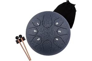 Lomuty Steel Tongue Drum, 6 Pollici 8 Note Do Maggiore Accordato Tamburi in Acciaio, Strumento a Percussione con Bacchette per Tamburi e Borsa (Blu Acciaio)