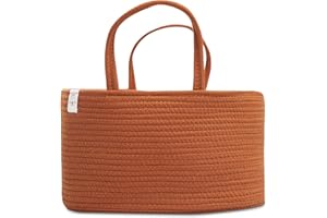 Natemia Rope Diaper Caddy Organizer│Large Portable Nursery Storage Bin and Car Travel Organizer│Tote Bag with Dividers for Diapers & Wipes