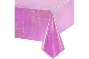 ‎GREATRIL Party Tischdecke Rosa Glitzer - Mädchen Kindergeburtstag Foil Tischdecken Wasserabweisend Einweg Deko für Einhorn Mädchen Prinzessin Kpop Hello Wutz Kindergeburtstag Babyparty Schulkind Party