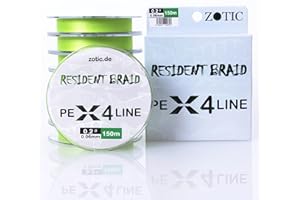 Zotic Resident Braid PE X4/X8, 4-fach/8-fach geflochtene Angelschnur für Baitcaster u. Spinnrute, Profi Angelzubehör, Raubfisch, Angelsehne, 100m 150m 300m, Fishing Line, Angeln