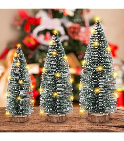 Mini Sapin De Noël Lumineux LED - 15 Cm, Base Bois, Alimentation Par Pile, Décoration Bureau Ou Table