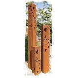 JH-Metalldesign Säulenset Edelrost – 3-teilige Gartendeko Mit Edelstahlkugeln, Verschiedene Größen