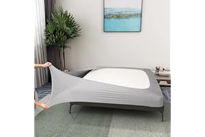 Alyvia Spring Funda de somier, tamaño matrimonial, falda de cama de punto de jersey y elástica alrededor de los 4 lados para hotel y hogar, matrimonial/matrimonial XL, color plateado