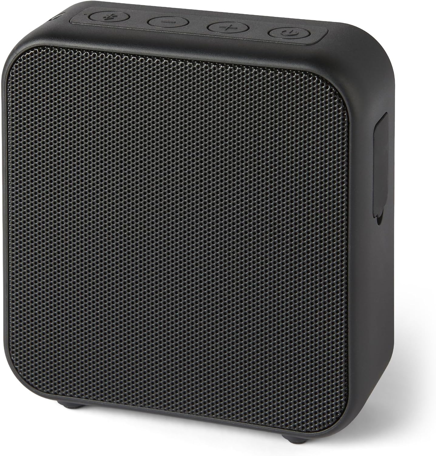 Amazon Basics, Altavoz Bluetooth 5.3 inalámbrico portátil, Compacto, 6 Horas de Funcionamiento, Resistente al Agua IPX5, Recargable, Graves mejorados, para Interiores y Exteriores, Negro
