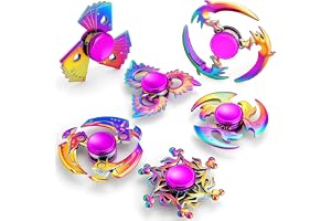 SCIONE Metal Fidget Spinners 6-pack, Mecha Armor Style Alloy Sensoriska Fidget leksaker för barn vuxna, 2-3 minuters hög hast