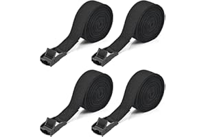 Kshineni 4 pezzi Cinghia di Fissaggio Cinghie per Valigie 2,5m x 2,5cm con Chiusura a Morsetto, Cinghie di Fissaggio per Camion, Carico, Moto, Rimorchi, Bagagli (Nero)