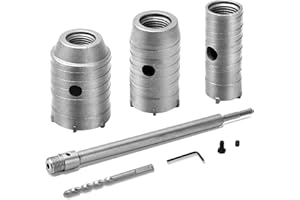 SAIBOO Juego de Brocas Hormigon Sierra Corona Perforadora Hormigon en Seco SDS Plus Broca de núcleo hueco Diámetro de 30 40 50 mm con Mango Redondo de 350 mm y Taladro Central Para Muro De HormigóN/Cemento