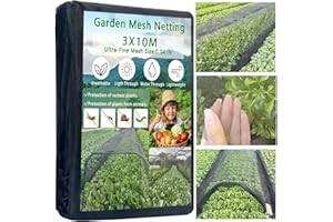 YLLUUOE 3x10M Thickened Black Nano PPT Garden Netting,Ultra-Fine Insect Mesh Netting for Vegetable Fruits Flowers Cover Protection from Birds Pest Bug Eating,30% Shade Rate,Reusable & Durable