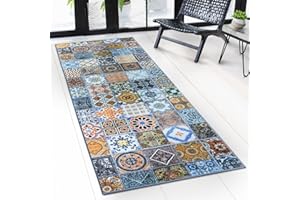 ‎FLOORDIREKT Floordirekt Teppichläufer mit Muster - maßgefertigter Feinschlingen Teppich Läufer für Küche, Flur & Wohnraum - Ornament Vintage Orient Gitter (80 x 200 cm, Bonita)