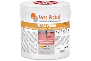 IMPER FIBRA di Tecno Prodist - (2,5 Kg, BIANCO) Pittura impermeabilizzante ed elastica per terrazze - guaina liquida fibrorinforzata - Alta copertura - (Rullo o pennello, in colore rosso o bianco)