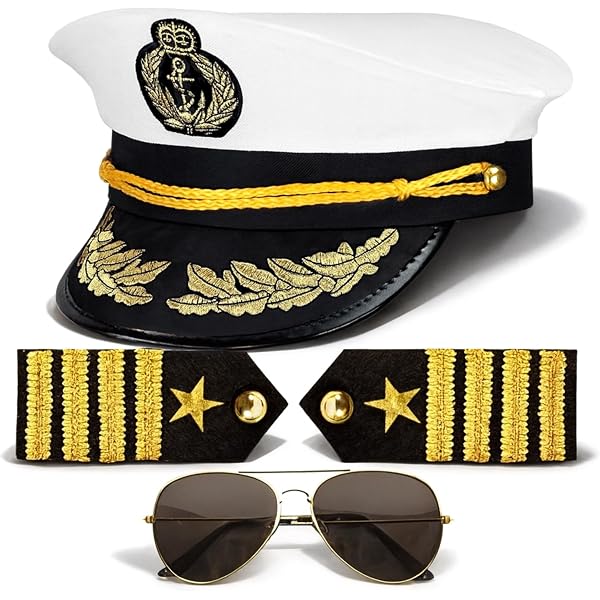 Casquette Capitaine de Marine - Blanche et ancre dorée Casquette Capitaine de Marine - Blanche et ancre dorée