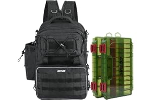 Goture Angelrucksack mit 2 Köderbox Angeln, Angelzubehör-Rucksack mit Rutenhalter, Tasche für Salzwasser- und Süßwasserfischen Angeltasche