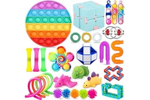 Chennyfun 30PCS Fidget Toy Set, Fidget Pack For Anxiety Relief, Stress Sensory Toys for Autism, Sensory Fidget Toys with Pop Fidget, Infinite Cube for Party Favors, Prizes, Reward for Kids Adults