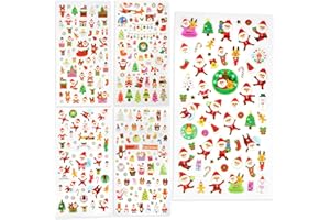 FINGOOO 300+ Pieces Christmas Fun Stickers for Kid, Xmas Craft Gift Card Making Self Adhesive Stickers Party Bag Fillers Party Favour