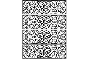 Vencier Rubber Stair Treads - Set of 4 Non-Slip Stair Decor Indoor & Outdoor Door Mats Wrought Iron Design Matting |Anti-Slip Stair Mat Set