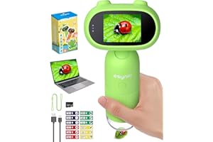 eSynic Tragbares Mikroskop Handmikroskop für KinderTaschenmikroskop 1000x Vergrößerung, 2,0 LCD Bildschirm 8 LED-Leuchten,32GB SD-Karte Foto/Video Aufnehmen, Kompatibel mit PC, USB-Aufladung- Grün