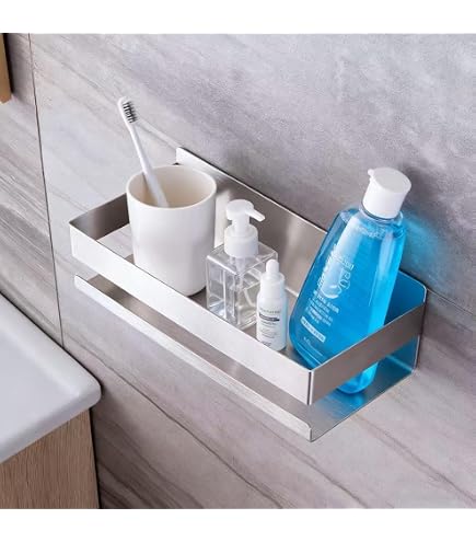 Blomus NEXIO Shower Basket - Polished Stainless Steel, 25.2 X 12 X 8.4 Cm, With Removable Tray