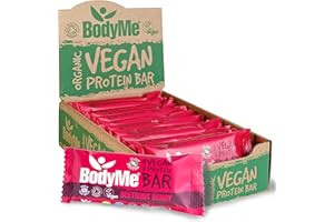 BodyMe Barre Proteine Vegan Bio | Cru Betterave Baie | 12 x 60g Barres Protéinées Bioloqique | Sans Gluten | 16g Protéinée Complète | 3 Proteines Vegetales Acides Aminés Essentiel | Vegan Protein Bar