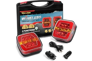 Yinaolan Magnetic Wireless LED Trailer Tail Lights Kit, 12/24 V Trailer Lighting Board Magnet - 5 Functions, Waterproof, Rechargeable with Magnet, E-Mark Certificatio