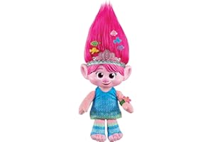 TROLLS - FEATURE PLUSH DreamWorks Trolls Band Together Plush Toy, HAIR POPS Showtime Surprise Queen Poppy Soft Doll with Lights, Sounds, 1 Hair Pops & 3 Accessories, HGB26