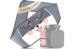 ZEPPHI 3 en 1 Bouillotte Ceinture, Bouillotte Regles Douloureuses, 1L Bouillotte avec Housse en Peluche et Ceinture, Pour soulager la douleur au cou, aux épaules, au dos, à la taille(Gris)