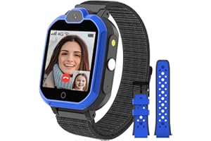 PTHTECHUS Reloj-Smartwatch 4G con GPS instantáneo & Videollamada Infantil y Juvenil. WiFi, Voz Chat, cámara, Podómetro, Música, Llamadas, SOS, Impermeable IPX7 Reloj Inteligente niño, Azul