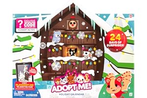 Adopt Me! Calendrier des fêtes – Comprend (8) animaux de compagnie de 5,1 cm, (2) figurines de 7 cm et 13 accessoires uniques – Code article virtuel exclusif inclus – À partir de 6 ans