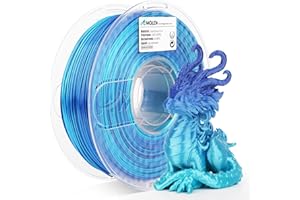 AMOLEN Filament Imprimante 3D, Filament PLA 1.75mm, PLA Silk Bleu Shiny Ciel Filament, Gradient Filament PLA Pour Imprimante 3D 1KG/2.2lb