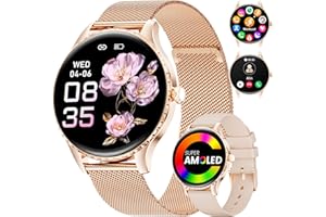 LIGE Montre Connectée Femme 1.32" AMOLED avec Appel Bluetooth, Smartwatch IP68 avec Fonction Féminine/Sommeil/Cycle menstruel/120+ Modes Sport/Fréquence Cardiaque/Podomètre Calories pour Android iOS