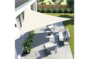 LOVE STORY Toldo Vela Triangular 3.6x3.6x3.6m Impermeable Toldos Crema Vela de Sombra，PES Poliestere Protección UV al 95% para Actividades al Aire Libre, Jardín, Patio