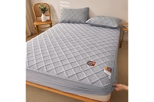 YUDEYU-CHUANGPIN YUDEYU Gesteppte Schicht Spannbettuch Roher Baumwollstoff Tagesdecke Matratzenschoner Enthält pflanzliche Ballaststoffe gut zum schlafen Spann bettlaken Lakens (Farbe : Dark Grey, Größe : 90x200 cm+