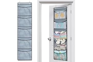 Baoswi 2 Pack Over The Door Organiser Storage for Closet with 5 Large Pockets Hanging Storage Shelves Organiser for Bedroom Bathroom (Grey)