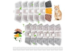 Kigniote 12-Pack Cat Water Filters for Oneisall PW04 3.5L Wireless Stainless Steel Cat Fountain for Drinking, Contains 12 Cat Filters for Water Fountain & 12 Sponges for Pump