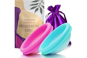 Ecoblossom Reusable Menstrual Disc - Set of 2 Menstrual Cup - Soft Period Disc for Women Designed with Flexible, Medical-Grade Silicone Period Cup (1 Small + 1 Large)