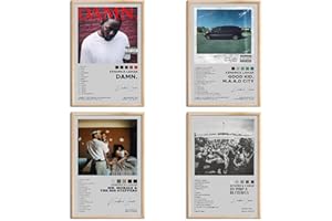 OMLE Kendrick Lamar Signed Limited Canvas Wall Art Prints Set of 4 for Room Aesthetic Posters Bedroom Music Classroom Wall Decor Art 8x12 inch Unframed