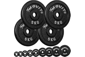 ‎MOVIT MOVIT Hantelscheiben Set PRO Gusseisen 0,5kg bis 20,0kg, Bohrung 30/31 mm Standardnorm, Gewichtsscheiben Set schadstoffgeprüft Gewichte Hantel