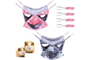 Vyuwast 2 Pack Hamster Hammock, Three-Tier Hanging Bed for Small Animals Guinea Pig Cage Accessories Bedding Warm Hammock for Parrot Ferret Squirrel Hamster Rat Playing Sleeping(Navy Blue&Red)