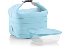 Guzzini Set Borsa Termica con Contenitore Salvafreschezza On The Go, Blu Opaco, Borsa 22 x 18 x h22 cm, Contenitore 19.6 x 19.6 x h7 cm, 1400 cc
