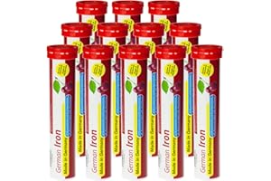 T&D PHARMA GMBH Eisen Brausetabletten 12x20 Stk. - Kirsch Geschmack – 14 mg Eisen Zuckerfrei – T&D Pharma German Iron – Made in Germany