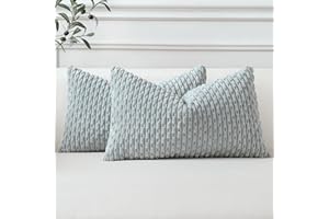 Sungeek Set of 2 Light Grey Soft Corduroy Decorative Cushion Covers Boho Striped Throw Pillow Covers for Sofa Couch Living Room Patio Farmhouse Home Decor Pillowcases 30x50cm