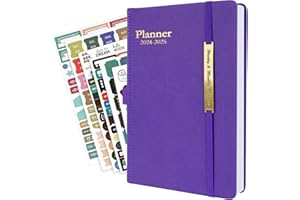 NICEJOOE Diary 2024-2025, A5 Week to View Diary, 18 Month Diary 2024-2025 from Jan. 2024 to Jun.2025, Weekly & Monthly Planner with Monthly Tab, Hardcover, Inner Pocket (Purple)