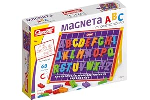 Quercetti Magneta ABC Lavagna Magnetica per Bambini 4-8 Anni con Lettere Magnetiche per Bambini, Lavagna Cancellabile Double Face con Piedini, Giochi Educativi, Made in Italy