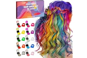 COLAYERIST Gessetti per capelli per ragazze e bambine, 10 pezzi, tinta temporanea per capelli, spray per capelli colorati, regali di Natale per ragazze, regali di Natale per bambini dai 5 ai 15 anni