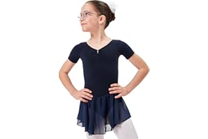 tanzmuster ® Ballettkleid Mädchen Kurzarm - Betty - Gr. 92-170 - Glitzersteine - Baumwolle - Ballettbody Kinder Ballett Trikot