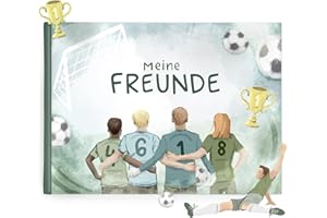 mintkind Freundebuch Fußball – Schulfreundebuch für Jungen mit 30 Einträgen, Fußball-Motiv, extra Seiten & robustem Hardcover – Geschenk für Grundschüler