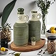 Ceramixs Ghar Handmade Ceramic Oil Dispenser Bottle for Kitchen | 1000ml Capacity | Microwave Safe | Ideal for Storing Cooking Oil | (Capacity : 1000 Ml,Pack Of Two) (Light Brown)