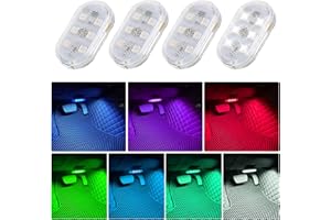Weinsamkeit Lot de 4 éclairages LED d'intérieur de voiture sans fil multicolores avec 6 perles LED et contrôle tactile USB rechargeable pour plancher de voiture