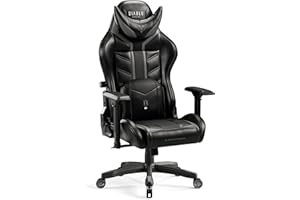 Diablo X-Ray Fotel Gamingowy Krzesło Biurowe Dla Gracza Obrotowy Regulowane Podłokietniki 4D Ekoskora Ergonomiczny Design Funkcja Bujania Poduszka Pod Kark i Lędźwie (Czarno-szary, Normal)